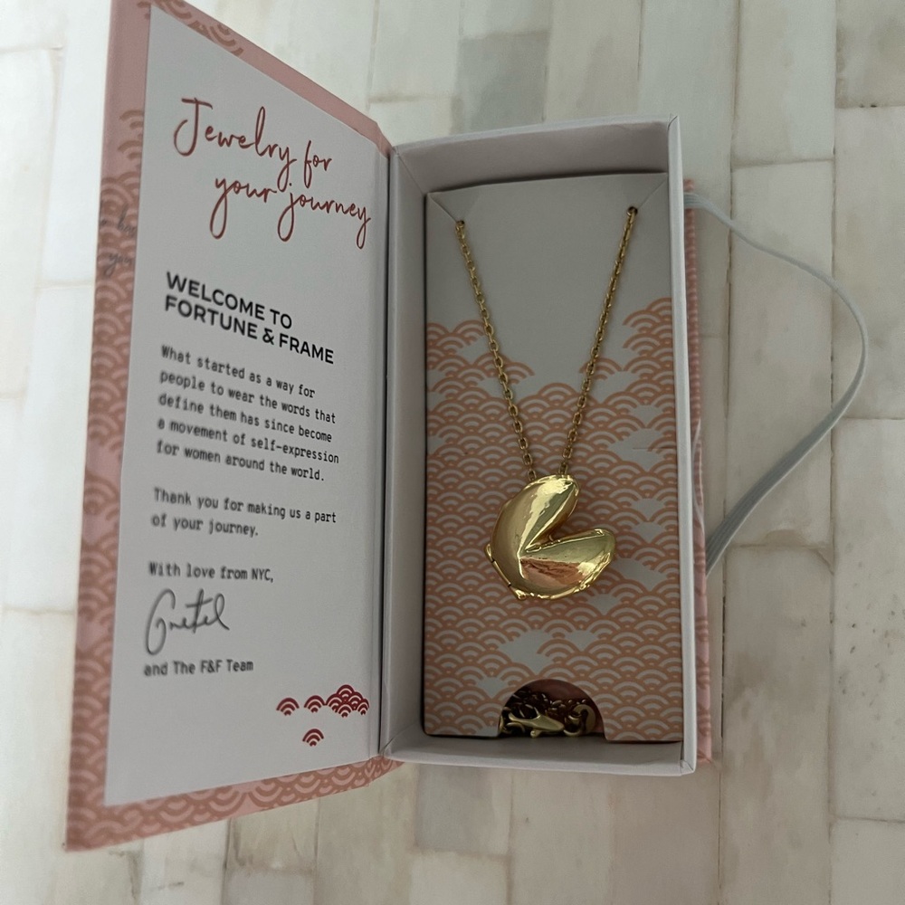 Fortune and Frame Gold Fortune Cookie Locket Pendant Necklace